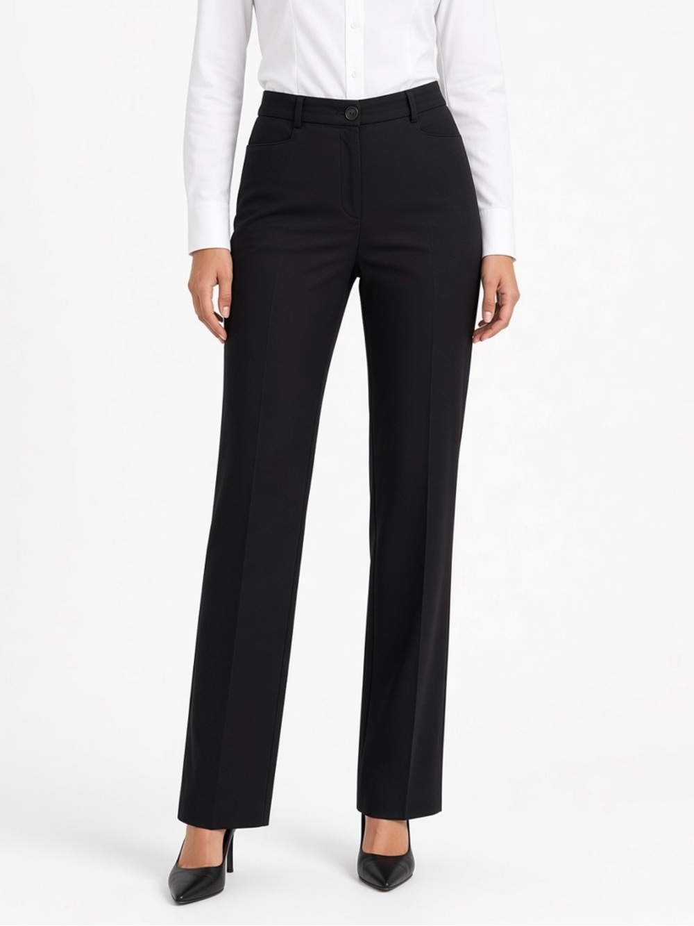 Loft classic black straight line career pants